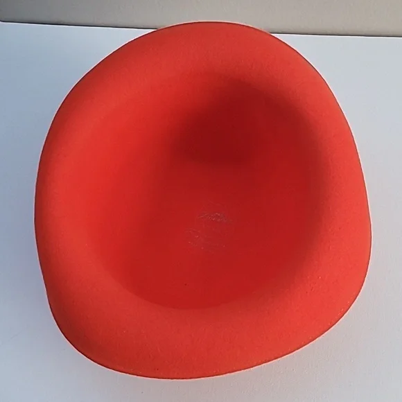 Vintage Doeskin Felt Wool Hat Orange Red - Picture 6 of 7